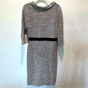 Eva Mendes Tweed Sequins Multicolor Collared Pencil Dress Womens size M